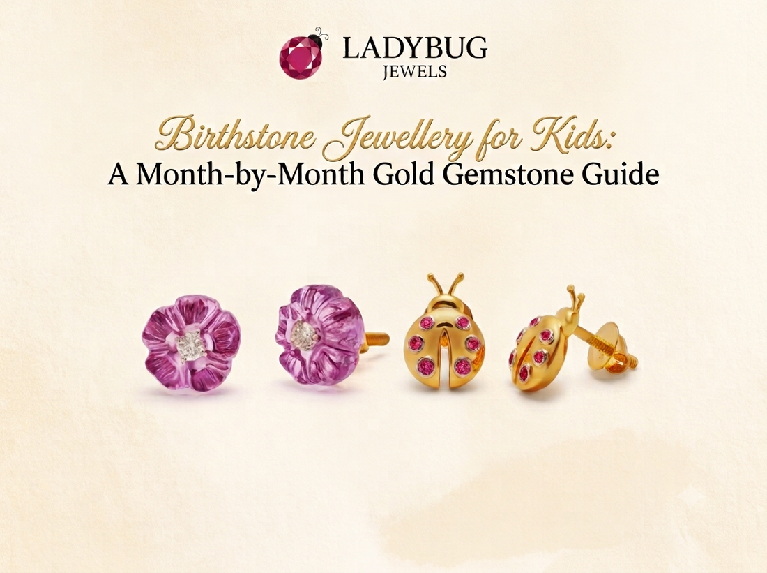 Birthstone jewellery for kids - month-by-month gold gemstone guide, LadyBug Jewels