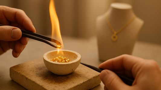 gold making charges illustrated by a small child's gold pendant next to a gold necklace